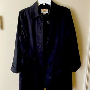 TALBOTS  size 8 black mid thigh jacket with button pockets